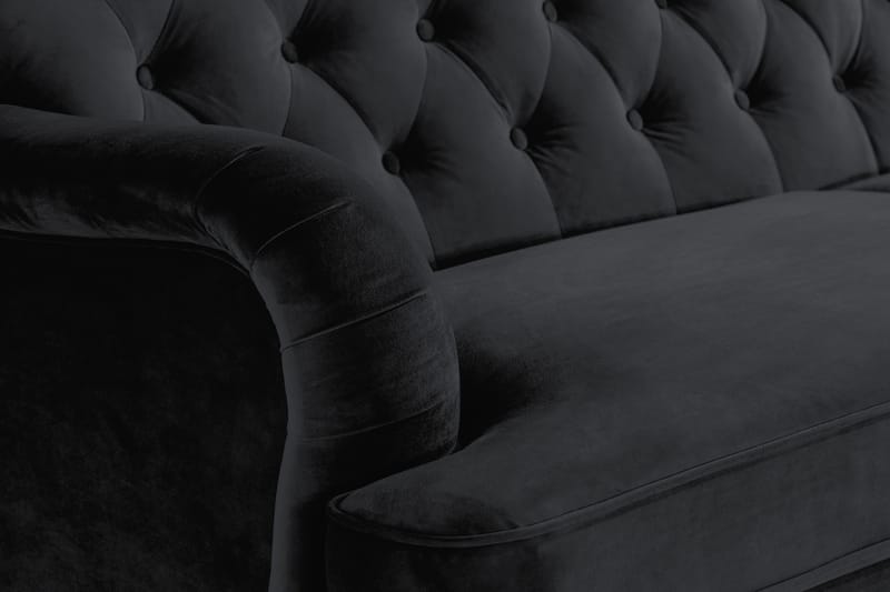 Howard Riviera Soffgrupp 3-sits + 2-sits Soffa + Fåtölj + Fotpall i Sammet - Svart - Möbler - Soffa - Soffgrupp - Howard soffgrupp