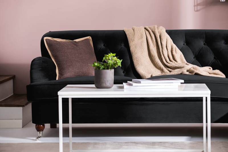 Howard Riviera Soffgrupp 3-sits + 2-sits Soffa + Fåtölj + Fotpall i Sammet - Svart - Möbler - Soffa - Soffgrupp - Howard soffgrupp