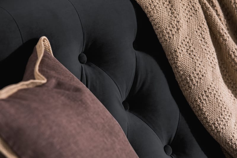 Howard Riviera Soffgrupp 3-sits + 2-sits Soffa + Fåtölj + Fotpall i Sammet - Svart - Möbler - Soffa - Soffgrupp - Howard soffgrupp