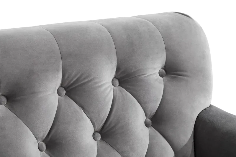 Howard Riviera Soffgrupp Svängd 3-sits + 2-sits Soffa + Fåtölj + Fotpall i Sammet - Ljusgrå - Möbler - Soffa - Soffgrupp - Howard soffgrupp