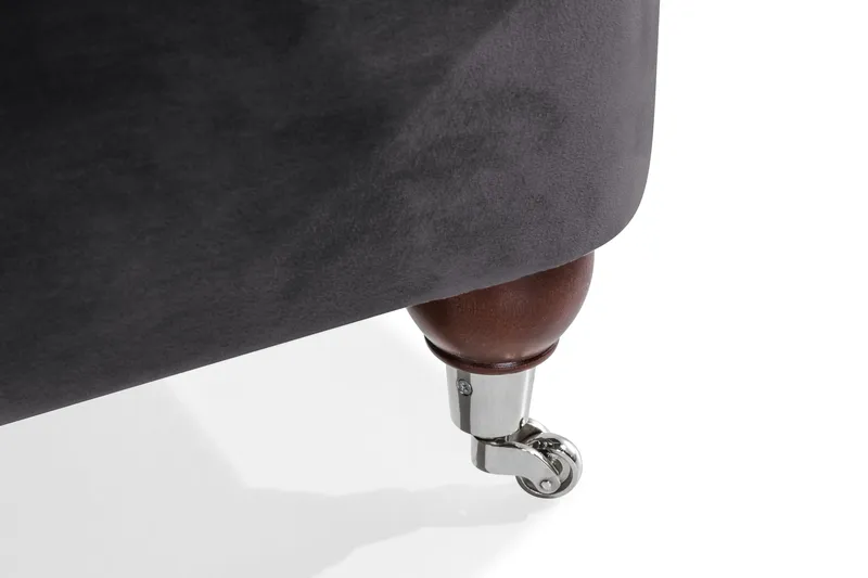 Howard Riviera Soffgrupp Svängd 3-sits + 2-sits Soffa + Fåtölj + Fotpall i Sammet - Mörkgrå - Möbler - Soffa - Soffgrupp - Howard soffgrupp