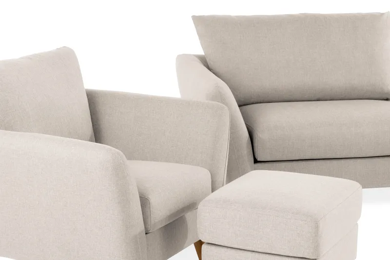 Trend Soffgrupp 3-sits + 2-sits Soffa + Fåtölj + Fotpall i Tyg - Beige - Möbler - Soffa - Soffgrupp - Howard soffgrupp