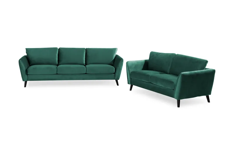 Trend Soffgrupp 3-sits + 2-sits Sammetssoffa, Grön