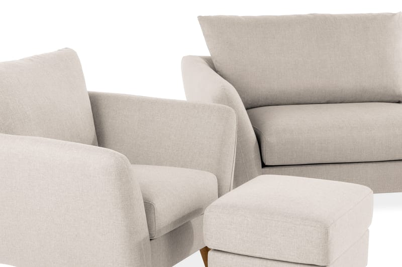 Trend Soffgrupp 3-sits + 2-sits Soffa + Fåtölj + Fotpall i Tyg - Beige - Möbler - Soffa - Soffgrupp