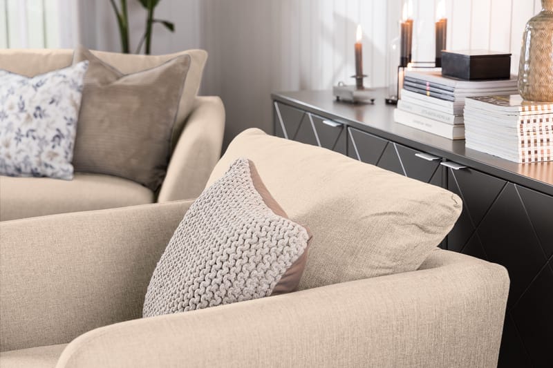 Trend Soffgrupp 3-sits + 2-sits Soffa + Fåtölj + Fotpall i Tyg - Beige - Möbler - Soffa - Soffgrupp