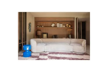 Soffgrupp Kombi-Populär med Pouf - Beige - Möbler - Soffa - Sammetssoffa