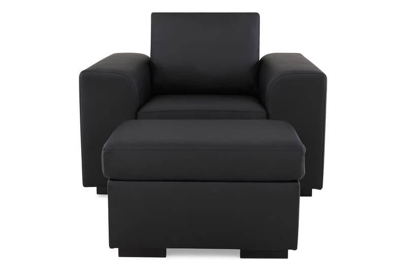 Link Soffgrupp Fåtölj+Fotpall 70 Ecoläder - Svart - Möbler - Soffa - Soffgrupp