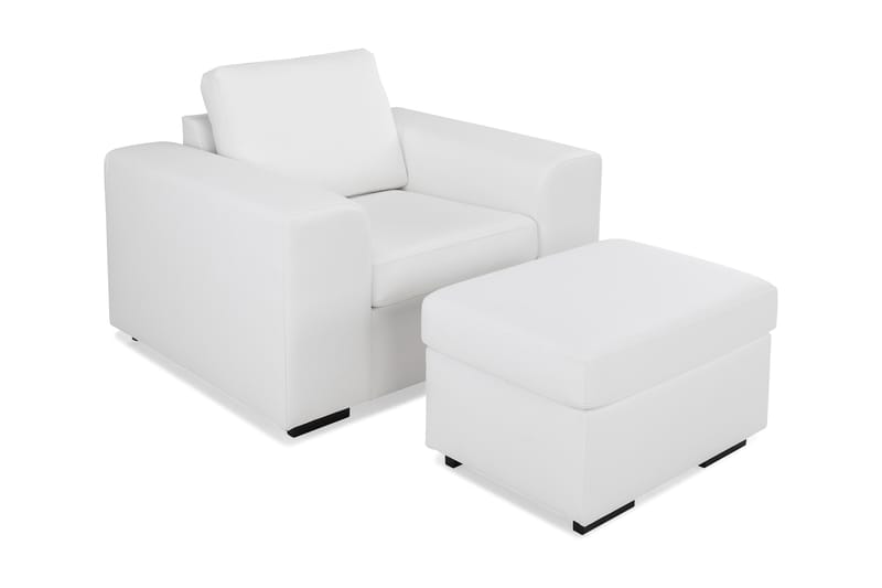 Link Soffgrupp Fåtölj+Fotpall 70 Ecoläder - Vit - Möbler - Soffa - Soffgrupp