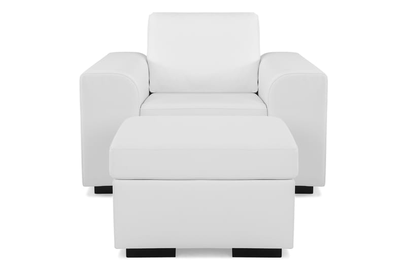 Link Soffgrupp Fåtölj+Fotpall 70 Ecoläder - Vit - Möbler - Soffa - Soffgrupp