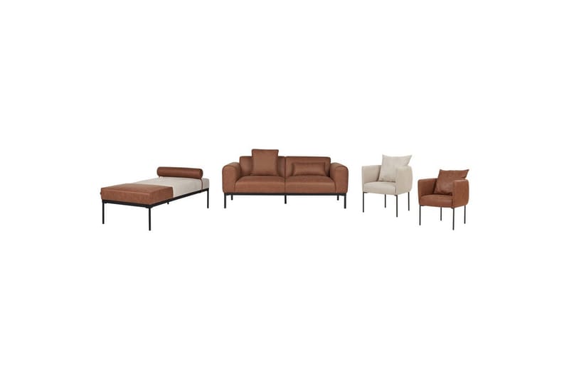 Soffgrupp Malmos Beige/brun/svart - Beige/brun/svart - Möbler - Soffa - Soffgrupp