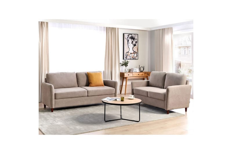 Soffgrupp Mare Beige/mörkt trä - Beige/mörkt trä - Möbler - Soffa - Soffgrupp