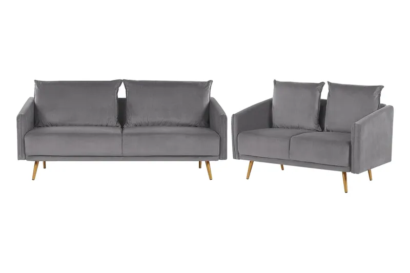 Maurana Soffgrupp 2-sits + 3-sits - Sammet/Grå - Möbler - Soffa - Soffgrupp