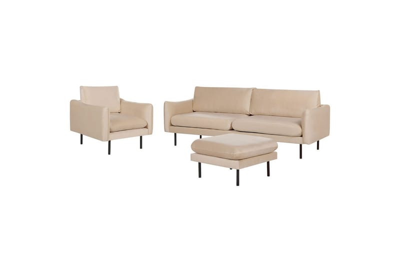 Soffgrupp med fotpall Vinterbro Beige/svart, Sammet, Beige