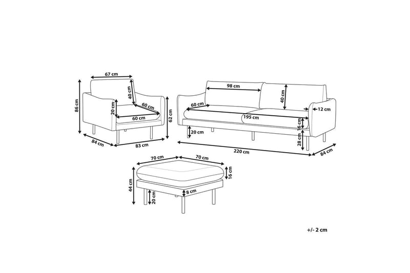 Soffgrupp med fotpall Vinterbro Beige/svart, Sammet - Beige/svart, Sammet - Möbler - Soffa - Soffgrupp