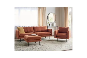 Soffgrupp med fotpall Vinterbro Brun/Svart, Chenille