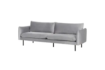 Soffgrupp med fotpall Vinterbro Grå/svart, Sammet - Grå/svart, Sammet - Möbler - Soffa - Soffgrupp