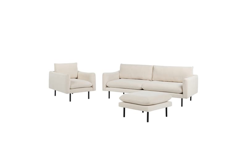 Soffgrupp med fotpall Vinterbro Ljusbeige/svart, Polyester - Ljusbeige/svart, Polyester - Möbler - Soffa - Soffgrupp