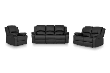 Norbo Soffgrupp 3-sits+2-sits+Fåtölj Konstläder - Svart - Möbler - Soffa - Soffgrupp