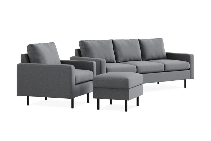 Peppe Soffgrupp 3-sits+Fåtölj+Fotpall - Ljusgrå - Möbler - Soffa - Soffgrupp