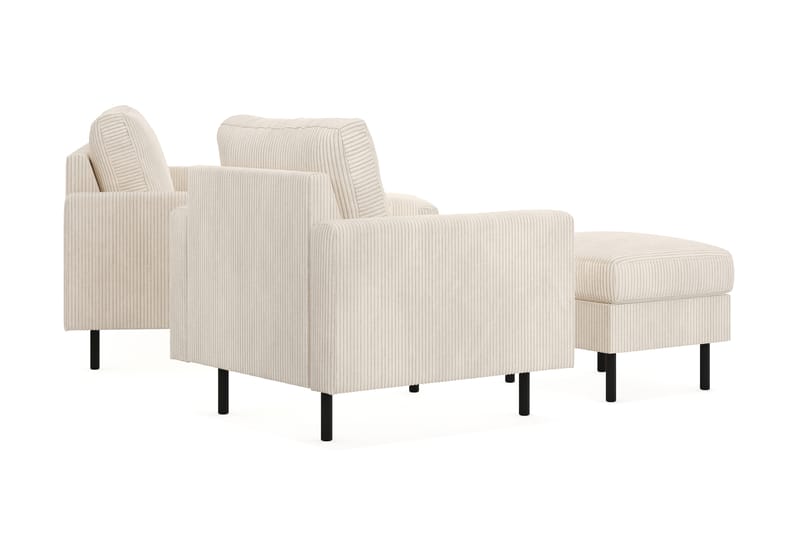 Peppe Soffgrupp 3-sits Soffa + Fåtölj + Fotpall i Manchester - Beige - Möbler - Soffa - Soffgrupp