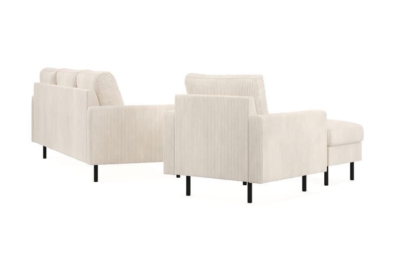 Peppe Soffgrupp 3-sits Soffa + Fåtölj + Fotpall i Manchester - Beige - Möbler - Soffa - Soffgrupp