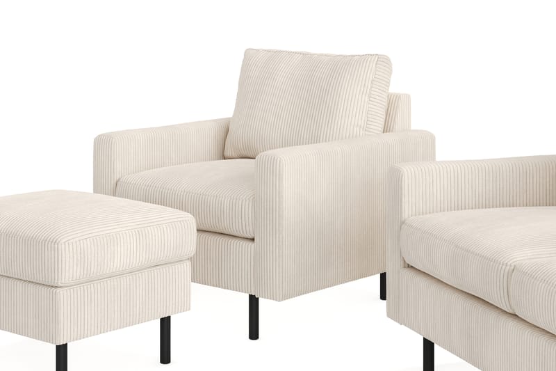 Peppe Soffgrupp 3-sits Soffa + Fåtölj + Fotpall i Manchester - Beige - Möbler - Soffa - Soffgrupp