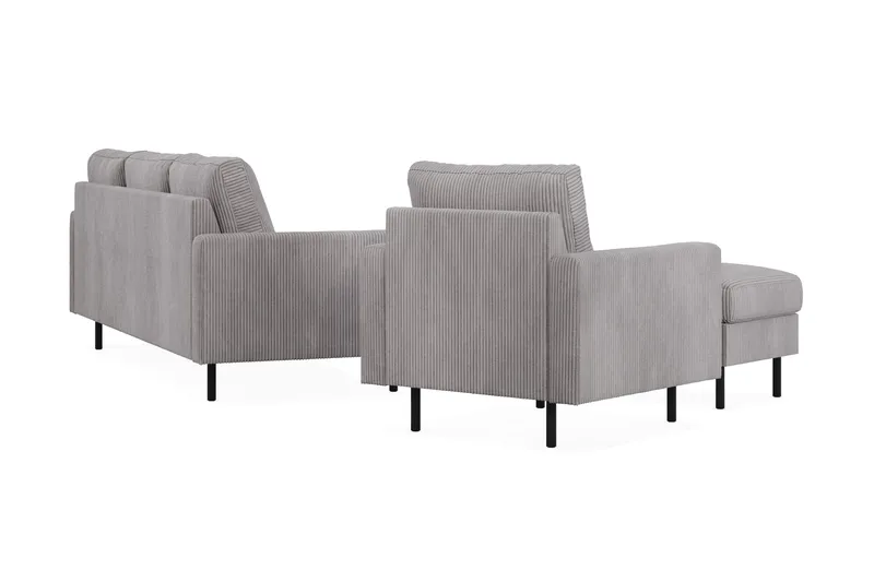 Peppe Soffgrupp 3-sits Soffa + Fåtölj + Fotpall i Manchester - Grå - Möbler - Soffa - Soffgrupp