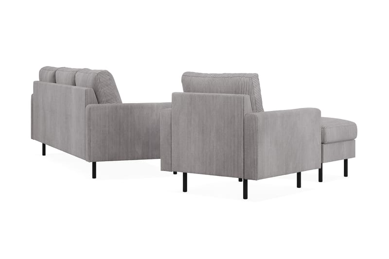 Peppe Soffgrupp 3-sits Soffa + Fåtölj + Fotpall i Manchester - Grå - Möbler - Soffa - Soffgrupp