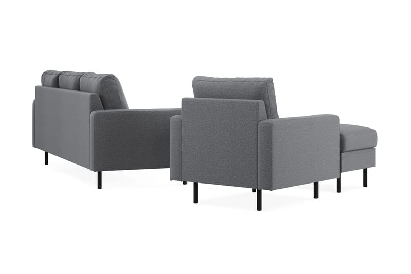 Peppe Soffgrupp 3-sits Soffa + Fåtölj + Fotpall i Tyg - Ljusgrå - Möbler - Soffa - Soffgrupp