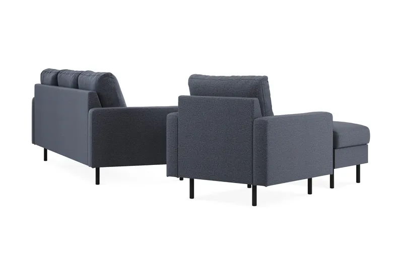 Peppe Soffgrupp 3-sits Soffa + Fåtölj + Fotpall i Tyg - Mörkgrå - Möbler - Soffa - Soffgrupp