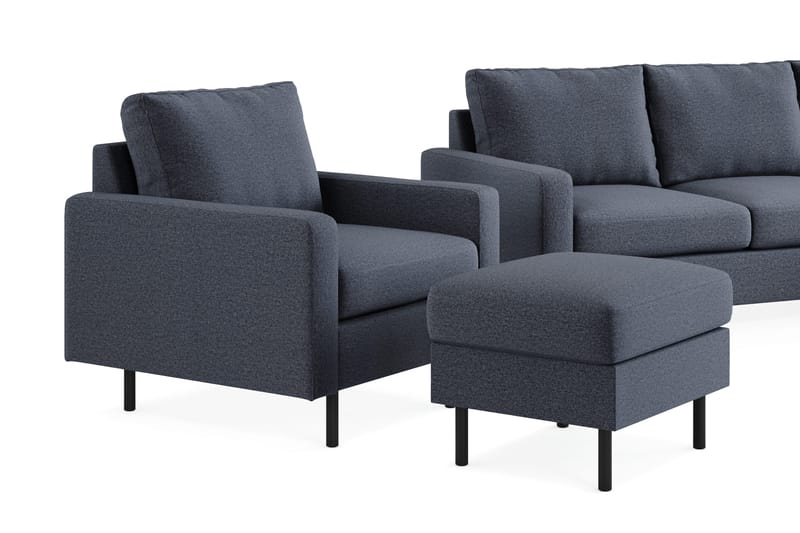 Peppe Soffgrupp 3-sits Soffa + Fåtölj + Fotpall i Tyg - Mörkgrå - Möbler - Soffa - Soffgrupp