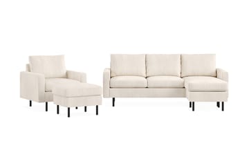 Peppe Soffgrupp 3-sits Vändbar L-formad Divansoffa + Fåtölj + Fotpall i Manchester - Beige - Möbler - Soffa - Soffgrupp