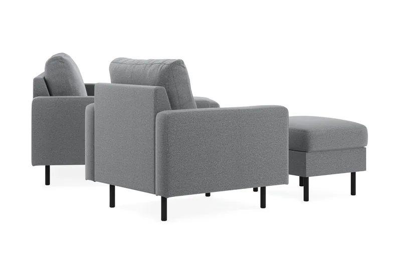 Peppe Soffgrupp 3-sits Vändbar L-formad Divansoffa + F åtölj + Fotpall i Tyg - Ljusgrå - Möbler - Soffa - Soffgrupp