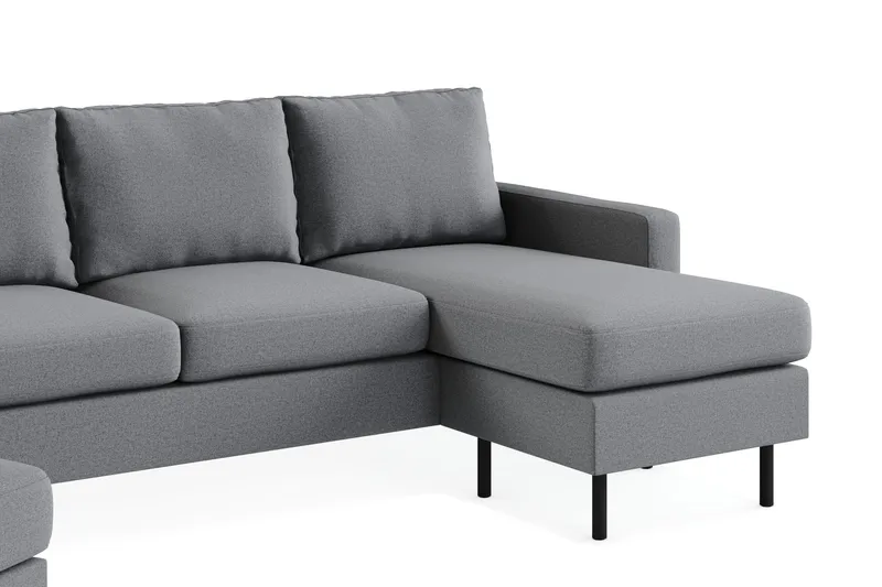 Peppe Soffgrupp 3-sits Vändbar L-formad Divansoffa + Fåtölj + Fotpall i Tyg - Ljusgrå - Möbler - Soffa - Soffgrupp