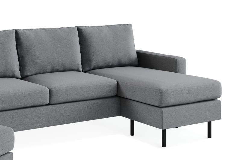 Peppe Soffgrupp 3-sits Vändbar L-formad Divansoffa + Fåtölj + Fotpall i Tyg - Ljusgrå - Möbler - Soffa - Soffgrupp