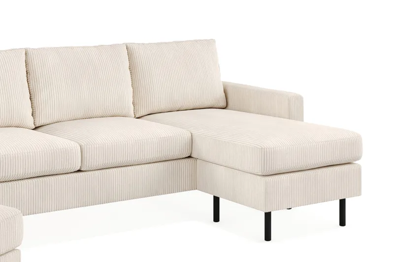 Peppe Soffgrupp 3-sits Vändbar L-formad Divansoffa + Fåtölj + Fotpall i Manchester - Beige - Möbler - Soffa - Soffgrupp