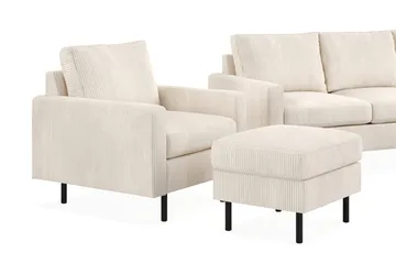 Peppe Soffgrupp 3-sits Vändbar L-formad Divansoffa + Fåtölj + Fotpall i Manchester - Beige - Möbler - Soffa - Soffgrupp