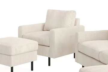 Peppe Soffgrupp 3-sits Vändbar L-formad Divansoffa + Fåtölj + Fotpall i Manchester - Beige - Möbler - Soffa - Soffgrupp