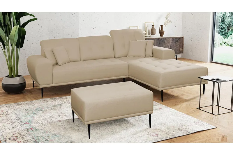 Rapale Soffgrupp Höger med Fotpall - Beige - Möbler - Soffa - Soffgrupp