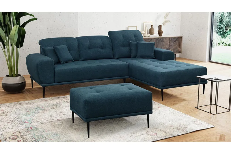 Rapale Soffgrupp Höger med Fotpall - Blå - Möbler - Soffa - Soffgrupp