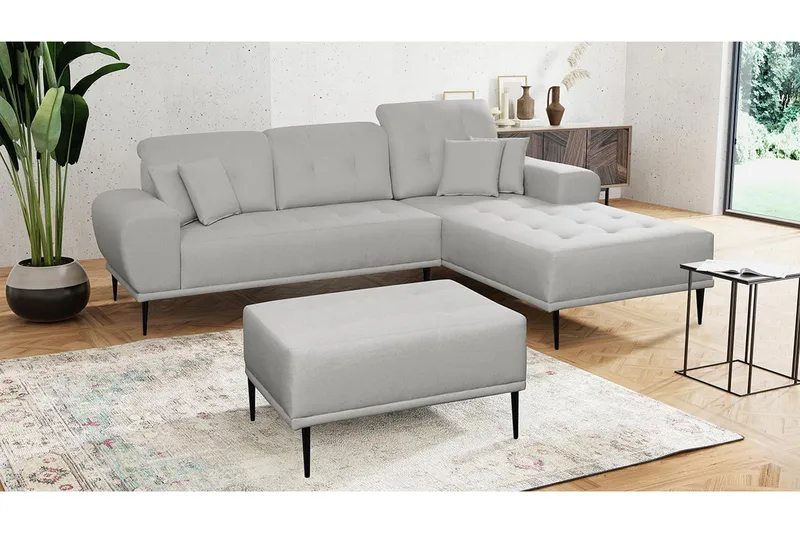 Rapale Soffgrupp Höger med Fotpall - Grå - Möbler - Soffa - Soffgrupp