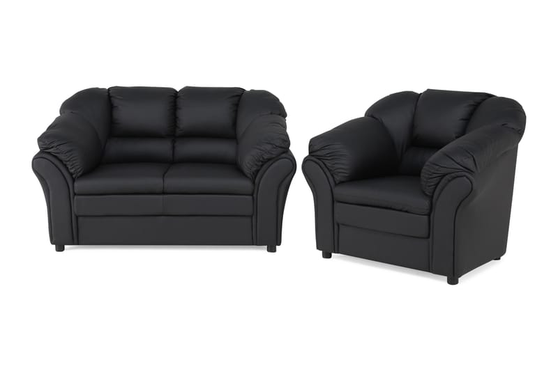Salvador Soffgrupp 2-sits+Fåtölj Konstläder - Svart - Möbler - Soffa - Soffgrupp