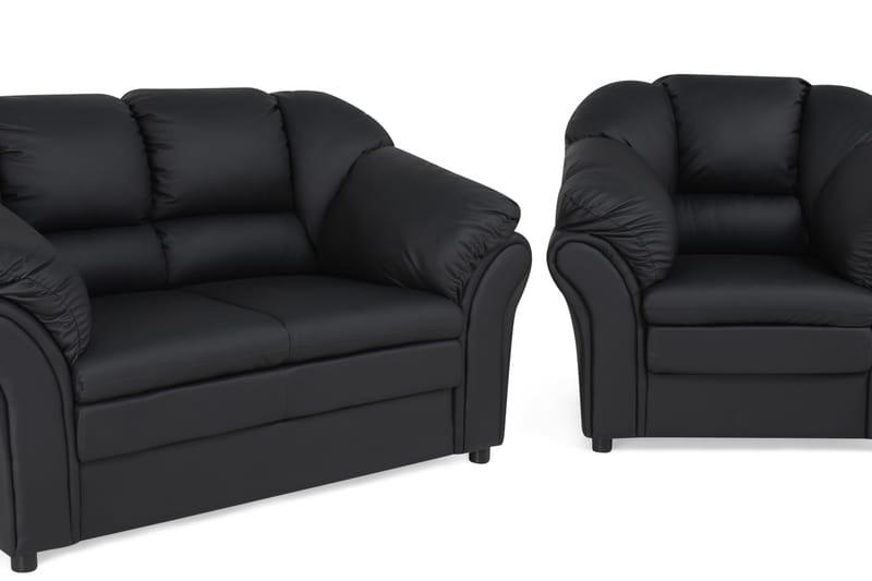 Salvador Soffgrupp 2-sits+Fåtölj Konstläder - Svart - Möbler - Soffa - Soffgrupp