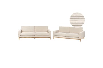 Soffgrupp Siggard Beige/ljust trä, Manchestertyg