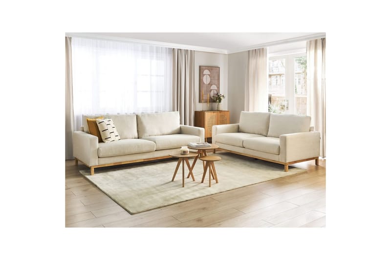 Soffgrupp Siggard Beige/ljust trä, Manchestertyg - Beige/ljust trä, Manchestertyg - Möbler - Soffa - Soffgrupp