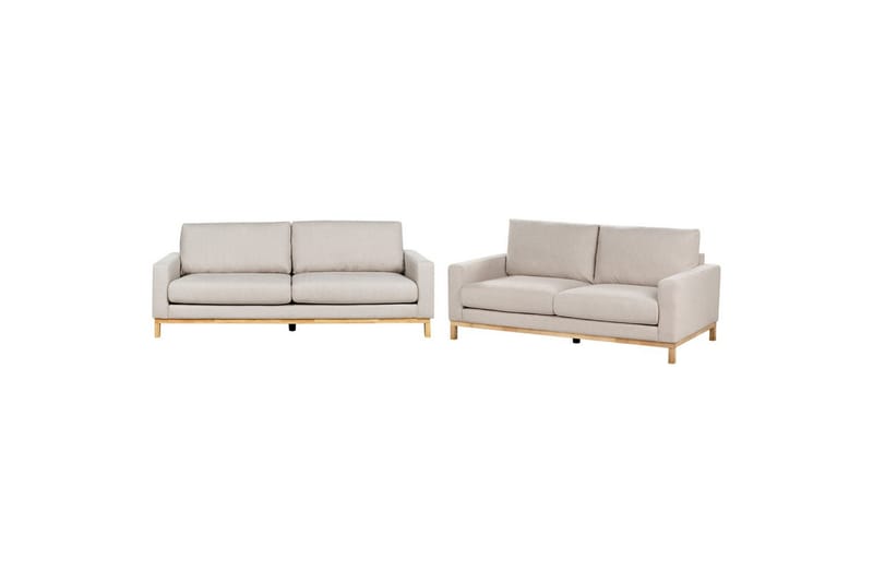Soffgrupp Siggard Beige/ljust trä, Polyester - Beige/ljust trä, Polyester - Möbler - Soffa - Soffgrupp