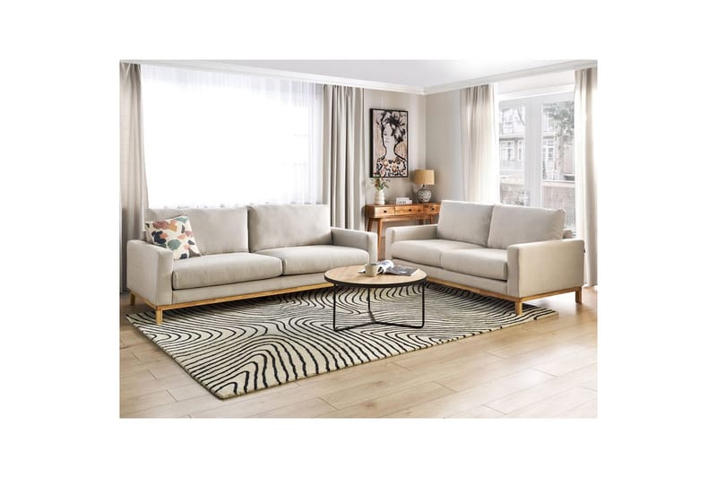 Soffgrupp Siggard Beige/ljust trä, Polyester - Beige/ljust trä, Polyester - Möbler - Soffa - Soffgrupp