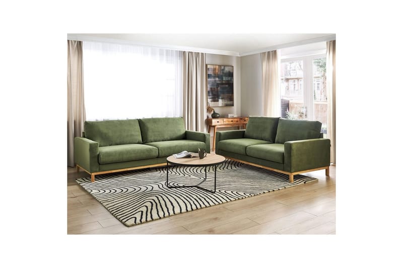 Soffgrupp Siggard Grönt/ljust trä, Manchestertyg - Grönt/ljust trä, Manchestertyg - Möbler - Soffa - Soffgrupp