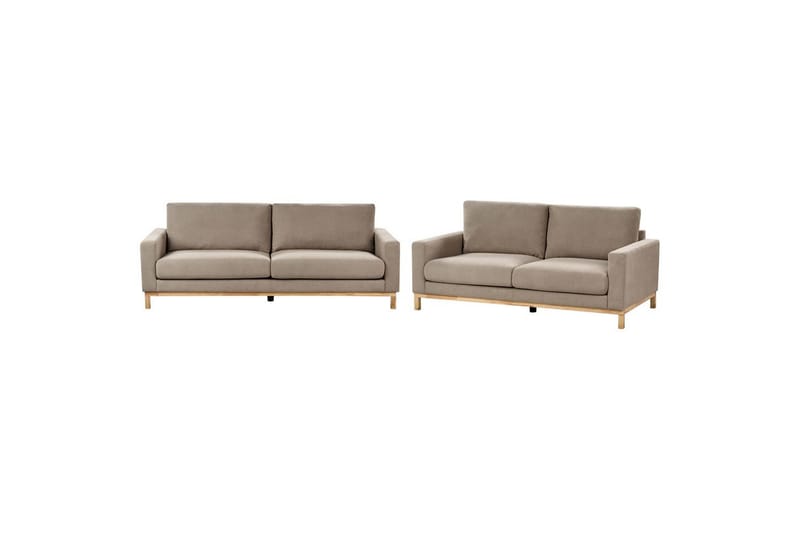 Soffgrupp Siggard Taupe/ljust trä, Polyester - Taupe/ljust trä, Polyester - Möbler - Soffa - Soffgrupp