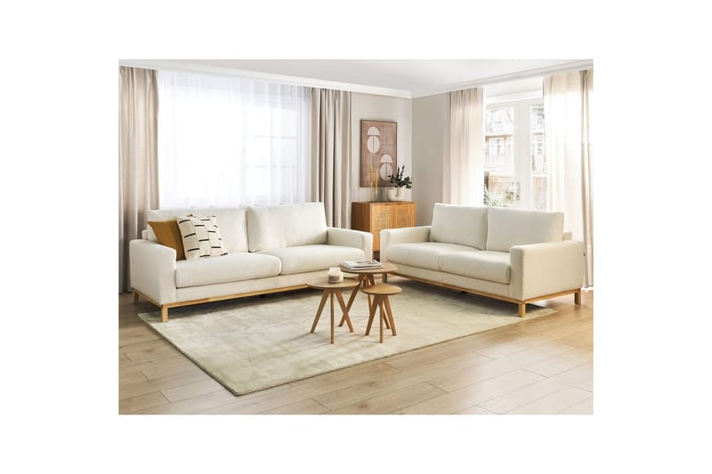 Soffgrupp Siggard Vit/ljust trä, Bouclé - Vit/ljust trä, Bouclé - Möbler - Soffa - Soffgrupp